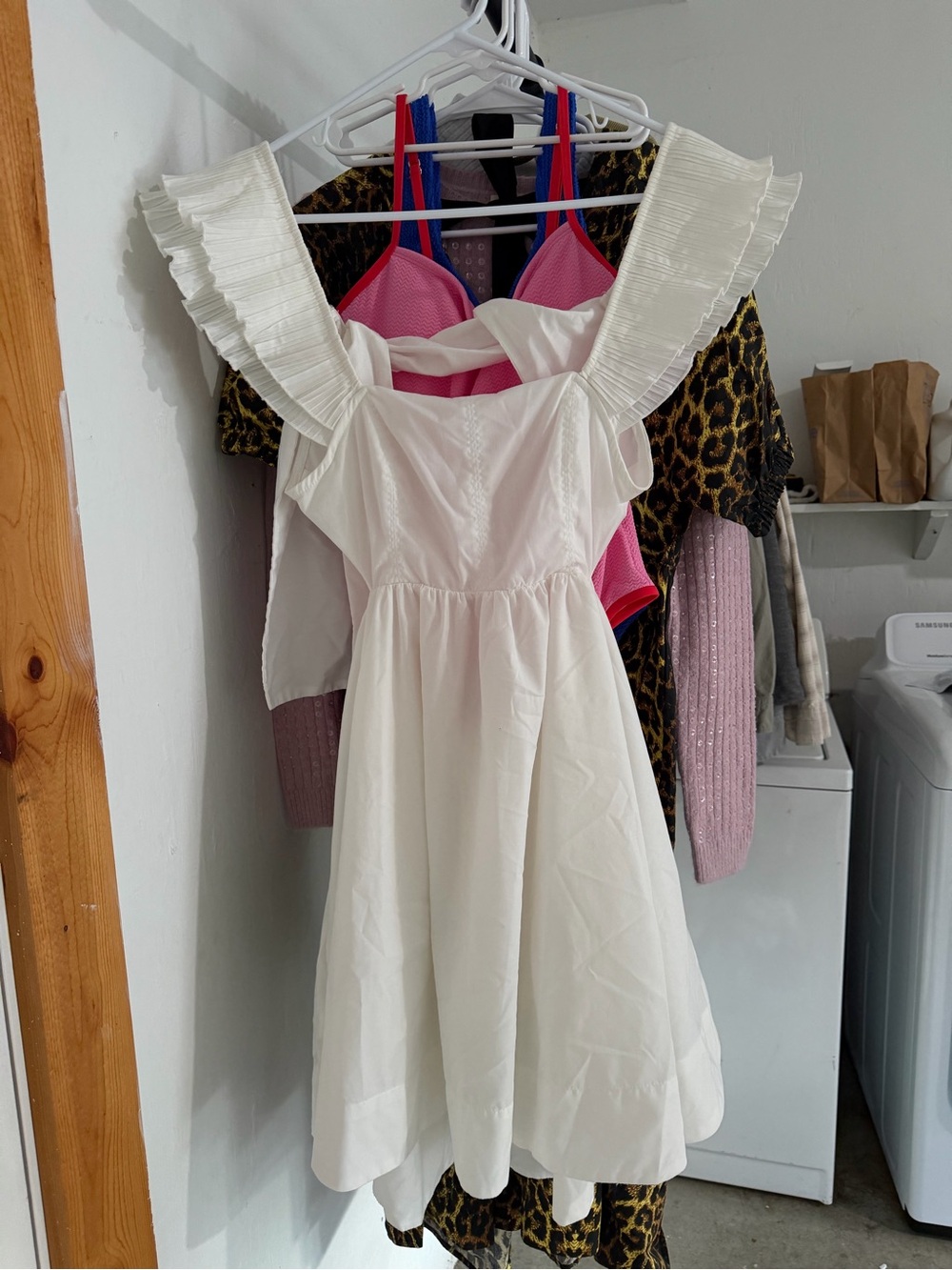 Vici White Pleated-Ruffle Mini Dress